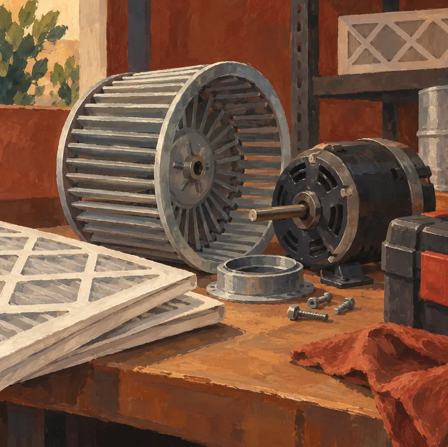 Illustration of hvac businesses equipment and workspace