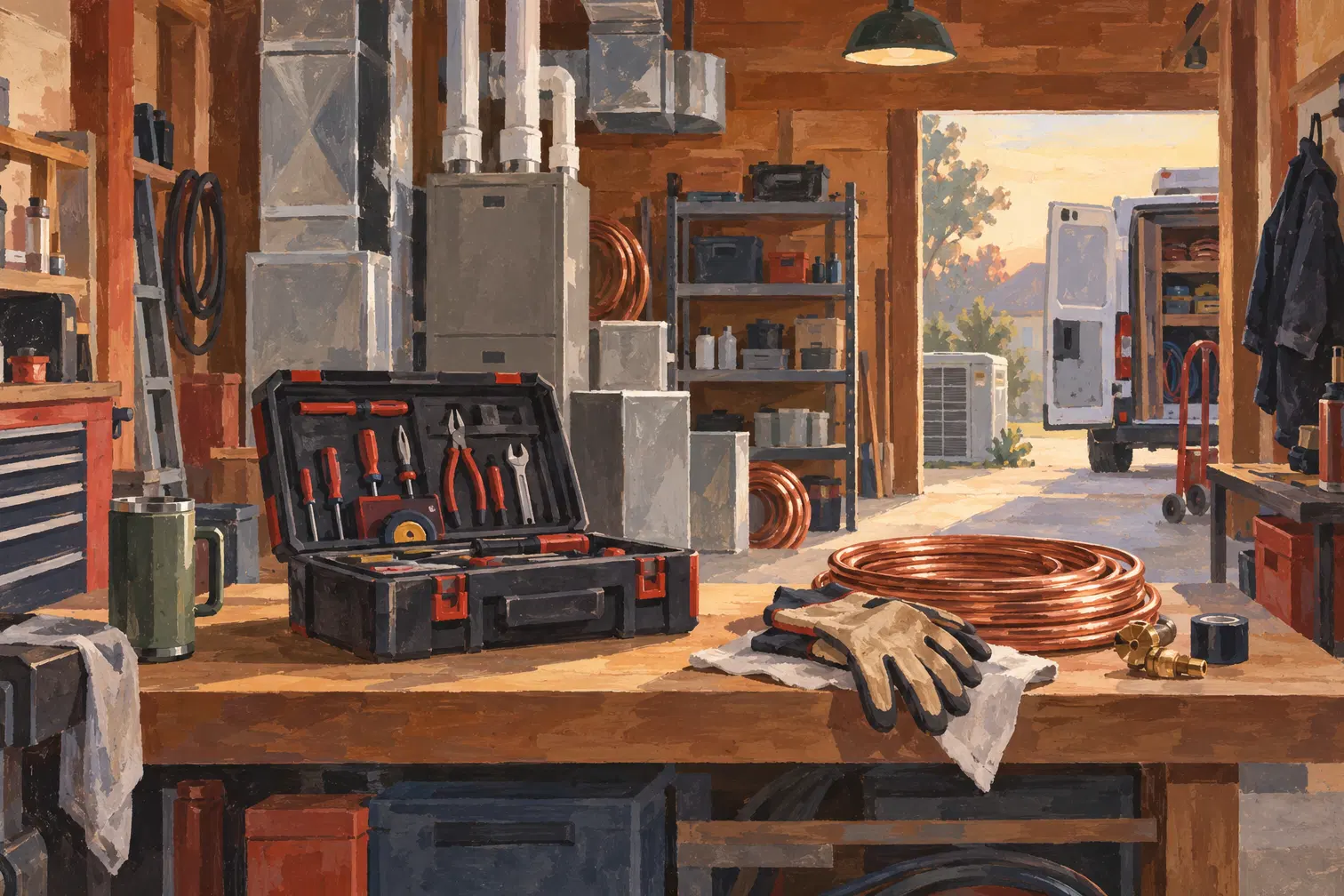 Illustration of hvac businesses and their working space